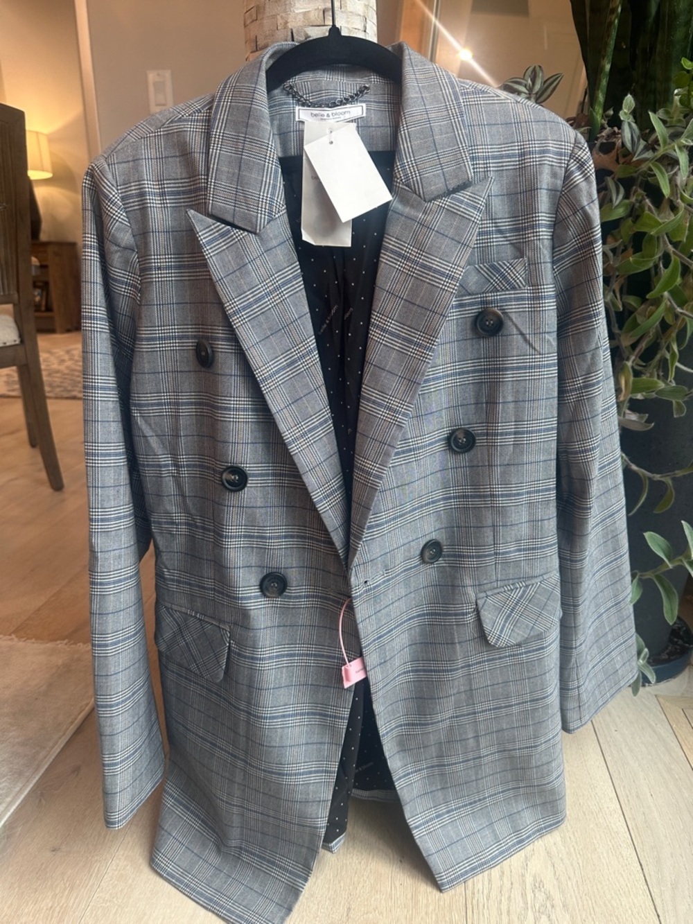 Double-Breasted Gray Blazer